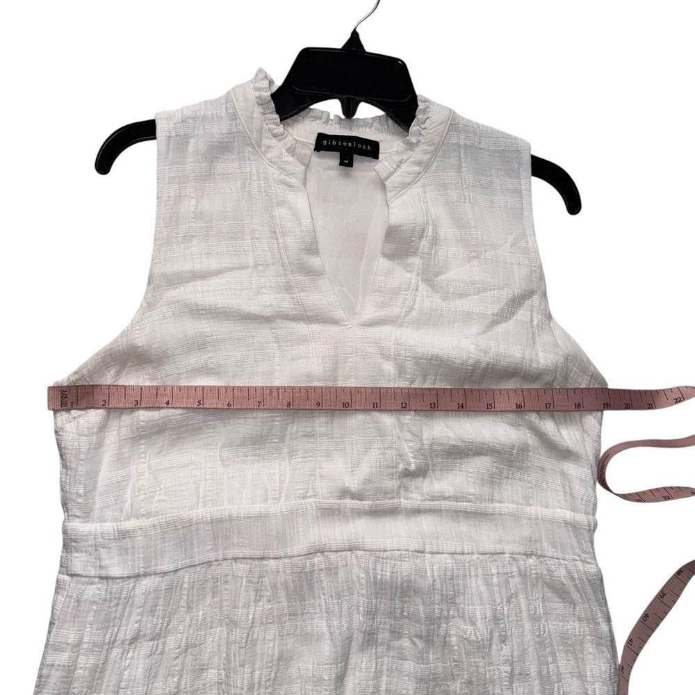 Gibsonlook White Sleeveless Decked Out Day V-Neck Midi Dress Size Medium - Picture 6 of 7